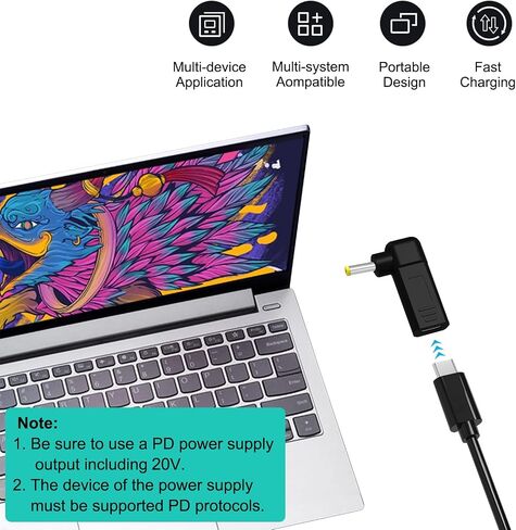 2PCS USB C to DC Adapter type c Female to dc 4.0X1.7mm 20V/3A PD Trigger Male Plug Power Charger Connector in Saudi Arabia