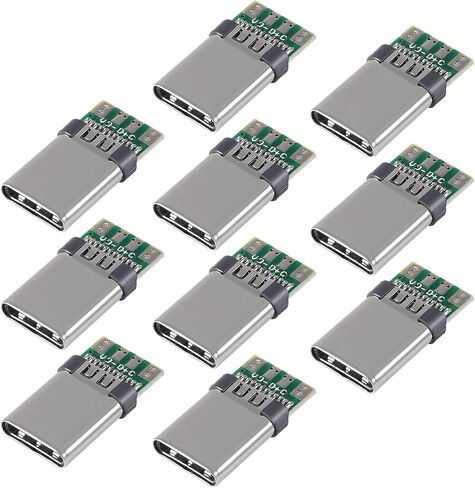 10pcs USB 3.1 Type C Connector 24 Pins Female Plug Socket Receptacle Adapter to Solder Wire & Cable 24P PCB Board Support Module (Female) in Saudi Arabia