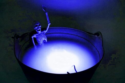 Fogging Black 9" Witch Cauldron with Skeleton Sauna and Green Fogger (w/Multi-Color Options) Great for Halloween Decor, Trick or Treat Candy Bucket - Kettle Includes Handle - 9 Inch Wide in Saudi Arabia