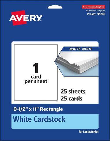 Avery Printable Rectangle Cards, 8.5" x 11", Matte White Cardstock, Print-to-the-Edge, Laser/Inkjet Cards, 50 Total in Saudi Arabia