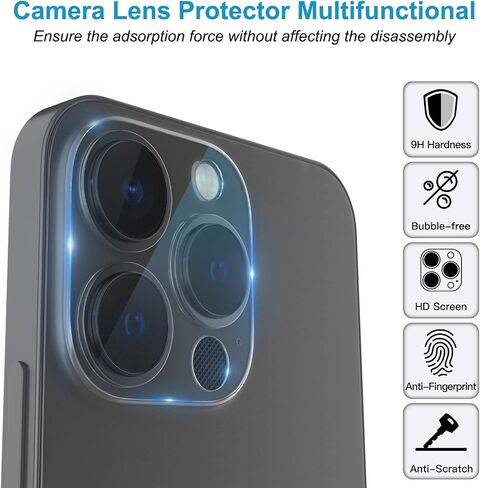 McgojoHi [عبوة من قطعتين واقي عدسة الكاميرا لهاتف iPhone 15 Pro/15 Pro Max، غطاء شاشة كامل من الزجاج المقسى عالي الدقة لعدسة الكاميرا الشفافة، طبقة حماية لشاشة الكاميرا مقاومة للخدش بقوة 9H in Kuwait
