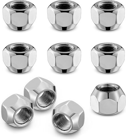 BDFHYK 1/2x20 Wheel Lug Nuts, 20pcs 1/2-20 Lug Nuts OEM Factory Style One-Piece Silver Solid Chrome Open End Finish Lug Nuts 0.82 inch 21mm Hex 0.63 inch 16mm Tall for Trailers Tire Wheel in Saudi Arabia