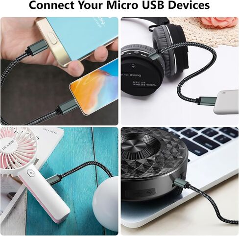 USB C to Micro USB Cable 1FT, Short 0.3M Braided Type C to Micro USB Cable in Saudi Arabia