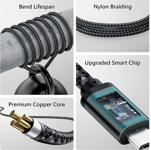 USB C to Micro USB Cable 1FT, Short 0.3M Braided Type C to Micro USB Cable in Saudi Arabia