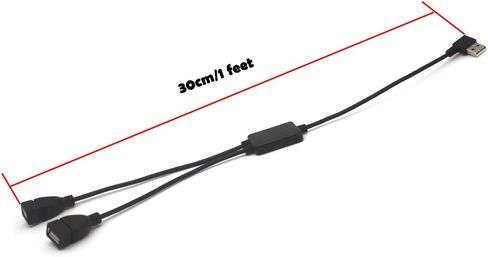 USB 2.0 Splitter, 30cm Right Angle USB Splitter Cable, 2 Ports USB Hub 1 Male to 2 Female Extension Splitter Y Type Cable (Right Angle) in Kuwait