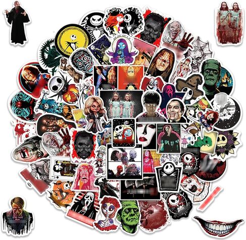 100 قطعة من ملصقات أفلام الهالوين، ملصق فيلم الرعب، شارات مقاومة للماء، للأطفال الأولاد والبنات in Saudi Arabia