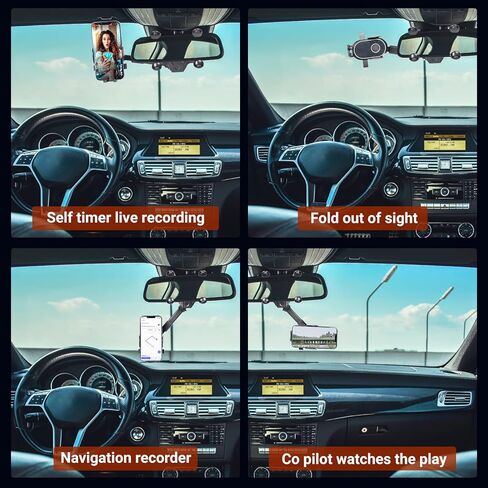 حامل هاتف للسيارة قابل للدوران والسحب، حامل هاتف بمرآة الرؤية الخلفية للسيارة، تعديل دوران 360 درجة مع قاعدة كوب شفط وذراع تلسكوبي لهواتف iPhone وSamsung والهواتف الذكية الأخرى باللون الأسود in Kuwait