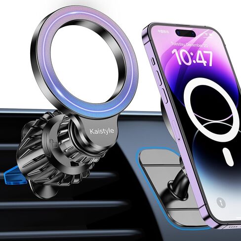 لحامل MagSafe للسيارة - [20 مغناطيس فائق] حامل هاتف مغناطيسي للسيارة 【2 في 1】 حامل هاتف بفتحة تهوية للسيارة، مشبك حامل للهاتف الخلوي آمن بدون استخدام اليدين لهاتف iPhone 15 Pro Max Plus 14 13 12p24 in Kuwait