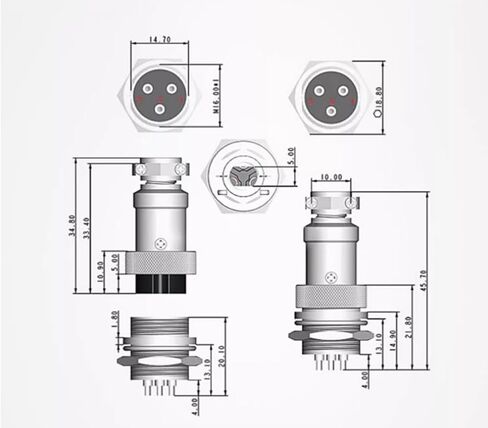 Aviation Plug GX16 Connector 2/3/4/5/6/7/8/9/10/12 Pin Socket with Wire 1M (3 Pin Female-Male) in Saudi Arabia