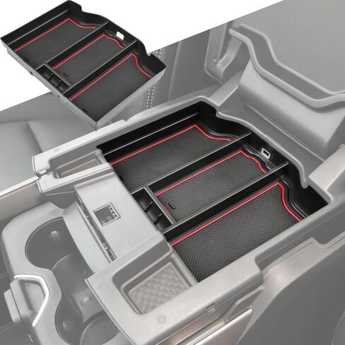 منظم وحدة التحكم المركزية TACOBRO متوافق مع 2019-2023 2024 Dodge RAM 1500 2500 3500 ملحقات مسند الذراع صندوق تخزين صينية - حافظ على سيارتك نظيفة ومرتبة، زخرفة سوداء in Saudi Arabia