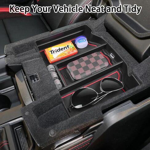 منظم وحدة التحكم المركزية TACOBRO متوافق مع 2019-2023 2024 Dodge RAM 1500 2500 3500 ملحقات مسند الذراع صندوق تخزين صينية - حافظ على سيارتك نظيفة ومرتبة، زخرفة سوداء in Saudi Arabia