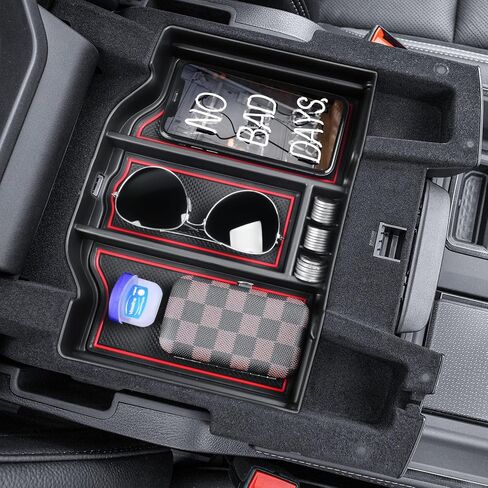 منظم وحدة التحكم المركزية TACOBRO متوافق مع 2019-2023 2024 Dodge RAM 1500 2500 3500 ملحقات مسند الذراع صندوق تخزين صينية - حافظ على سيارتك نظيفة ومرتبة، زخرفة سوداء in Saudi Arabia