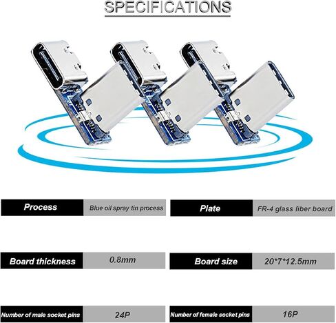 10 pcs USB Type-C Breakout Board Serial Basic Breakout Female Connector Type with Pin Header 2.54mm / 0.1" PCB Converter Board in Kuwait