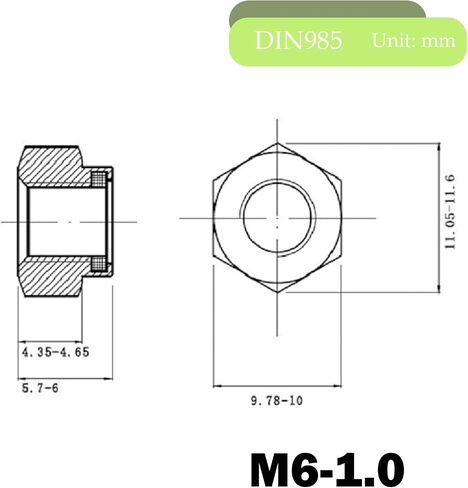 صواميل قفل إدراج نايلون M12، M12-1.75 صواميل قفل نايلون 304 من الفولاذ المقاوم للصدأ 18-8، حزمة من 10 in Kuwait