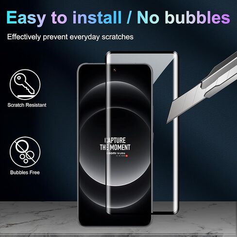 واقي شاشة فائق الجودة لهاتف Xiaomi 14 مع واقي عدسة الكاميرا، وطبقة من الزجاج المقوى المقاوم للخدش بقوة 9H، صديق للحافظة، مضاد لبصمات الأصابع، مضاد للخدش (2+2 عبوة) in Kuwait