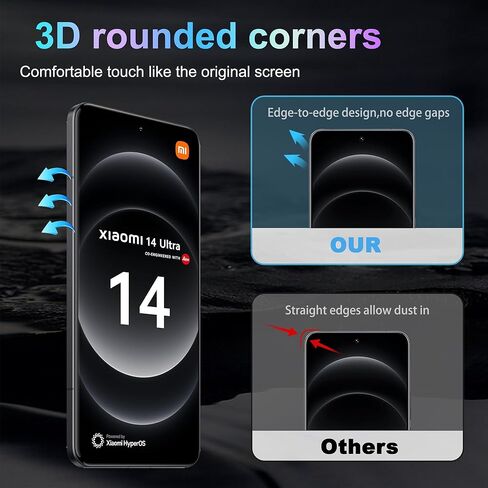 واقي شاشة فائق الجودة لهاتف Xiaomi 14 مع واقي عدسة الكاميرا، وطبقة من الزجاج المقوى المقاوم للخدش بقوة 9H، صديق للحافظة، مضاد لبصمات الأصابع، مضاد للخدش (2+2 عبوة) in Kuwait