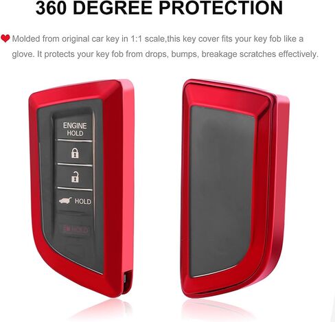 غطاء مفتاح Fob لـ Acura Soft TPU Car Key Shell Case Protector متوافق مع 2022 2023 Acura RDX MDX Integra A-spec w/Tech CVT (أحمر) in Saudi Arabia