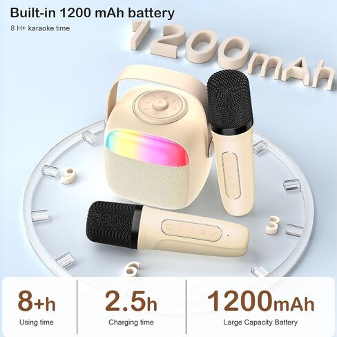 Karaoke Machine for Kids & Adults, Mini Portable Bluetooth Speaker with Microphones, Home Party Karaoke Speaker Support SD Card/USB, Gift for Brithday, and Toys for Girls/Boys in Saudi Arabia