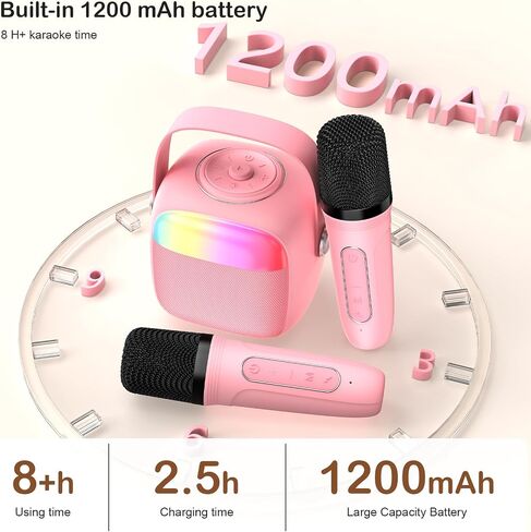Karaoke Machine for Kids & Adults, Mini Portable Bluetooth Speaker with Microphones, Home Party Karaoke Speaker Support SD Card/USB, Gift for Brithday, and Toys for Girls/Boys in Saudi Arabia