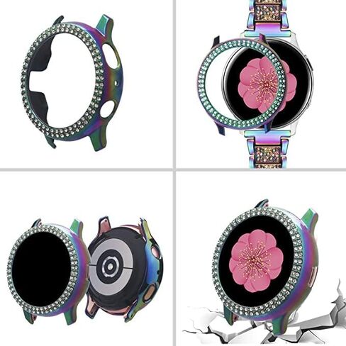 متوافق مع ساعة Samsung Galaxy Watch Active 2 Band 40mm 44mm + حافظة، حزام بديل للسيدات ومصد كامل حول الكمبيوتر in Kuwait