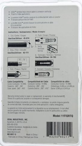 IDEAL INDUSTRIES INC. 89-211 RTQ RG-11/ Quad F-Type Compression Connector - (10 Pack) in Saudi Arabia
