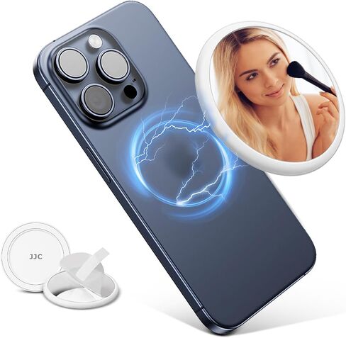 مرآة سيلفي مغناطيسية من JJC لهاتف iPhone 15 14 13 12 Pro Max Plus، حافظة Magsafe وجميع الهواتف الذكية، مرآة محدبة للهاتف الخلوي لتسجيل سيلفي/تسجيل الفيديو/الفيديو بزاوية واسعة، مقاس 2.2x0.2 (DxH) in Kuwait
