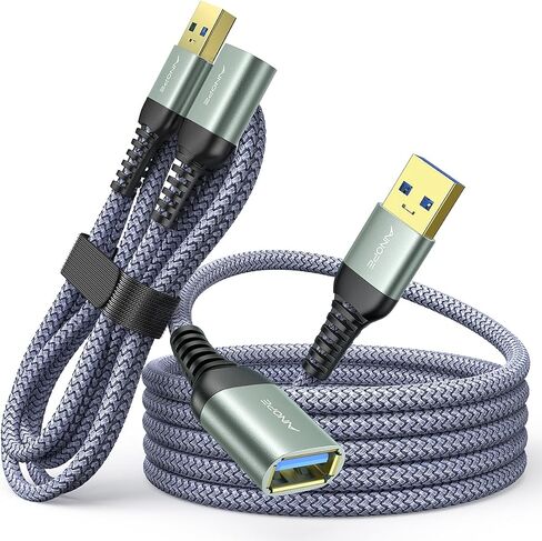 AINOPE 2 Pack USB Extensions Cable High Speed USB 3.0 Extension Cord Type A Male to Female Sturdy Braided Material Fast Data Transfer Compatible with USB Keyboard,Mouse,Flash Drive,Grey,1.5FT+1.5FT in Saudi Arabia