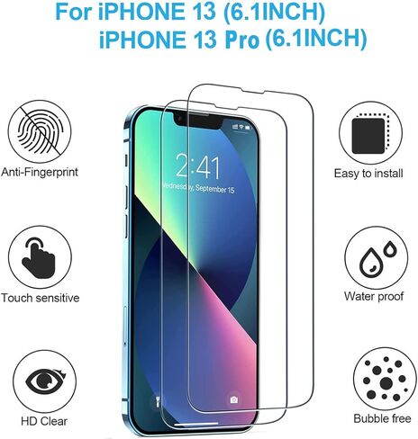 (4 عبوات) واقيات شاشة لهاتف iPhone 13 مقاس 6.1 بوصة مع أغطية خلفية، وواقي شاشة أمامي من الزجاج المقوى Akwox 9H وواقي شاشة خلفي لهاتف iPhone 13 / iP 13 pro (6.1 بوصة) in Kuwait