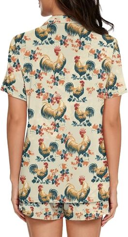 Women's Short Sleeve Sleepwear Button 2 Piece Plus Size Pajamas Casual Soft Stretchy Funny Nightwear with Pockets in Kuwait