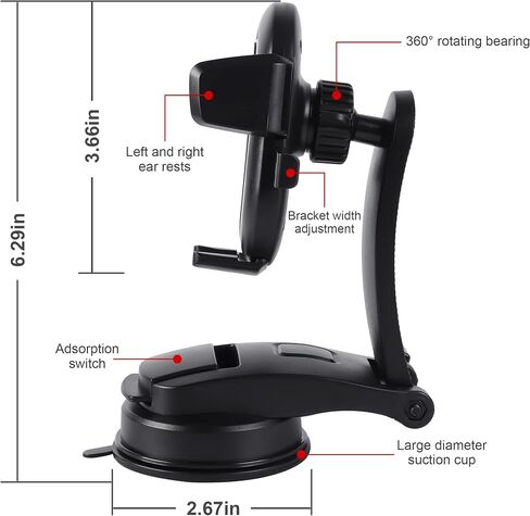 Dash Mount Phone Holder, Black, Compatible with iPhone 14/14 Pro/14 Pro Max, Samsung Galaxy S22/Note 20/A72/A52 5G, Huawei Google OnePlus and all smartphones in Saudi Arabia