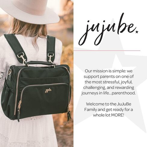JuJuBe Diaper Bag, Travel Backpack and Large Tote with Portable Changing Pad, Stroller Hooks & Pockets for Baby Bottles, Diapers, Pacifier, Snacks, and Daily Essentials, BFF - Black Catwalk in Kuwait