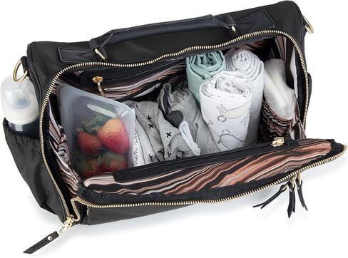 JuJuBe Diaper Bag, Travel Backpack and Large Tote with Portable Changing Pad, Stroller Hooks & Pockets for Baby Bottles, Diapers, Pacifier, Snacks, and Daily Essentials, BFF - Black Catwalk in Kuwait