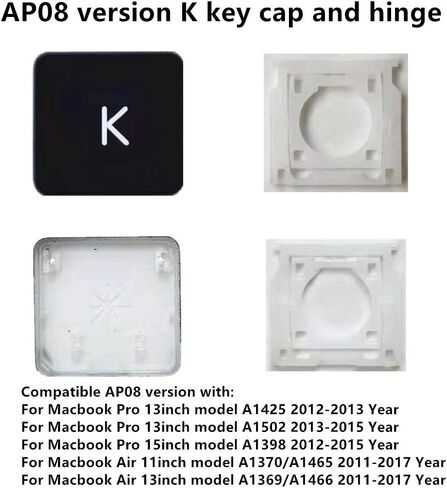 يمكن استخدام غطاء ومفصلات المفاتيح الفردية AP08 من النوع K لطراز MacBook Pro A1425 A1502 A1398 لجهاز MacBook Air Model A1369/A1466 A1370/A1465 لاستبدال غطاء مفتاح K والمفصلة in Saudi Arabia