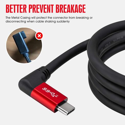 RIITOP USB C to C Cable 100W [10ft], USB 3.1 C (Gen 2) Cable [Angled] with E-Marker, up to 100W PD Charging, 10Gbps Data, 4K Video, Compatible with Oculus Quest 2, USB C Monitor Display in Kuwait