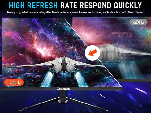 Gaming Monitor 27 Inch 144Hz/165Hz QHD 1440p Computer Monitor LED with Rainbow Lights, 95% sRGB AMD FreeSync G-Sync Compatible, 1ms DisplayPort, HDMI and Speakers, Eye Care Frameless Machine in Saudi Arabia