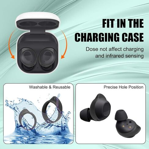 أطراف أجنحة لسماعات أذن Galaxy Buds FE [3 أزواج، S/M/L]، أطراف أجنحة من السيليكون الناعم Galaxy Buds FE ملحقات Galaxy Buds FE مضادة للانزلاق مع صندوق تخزين، مناسبة لعلبة الشحن - أسود in Kuwait