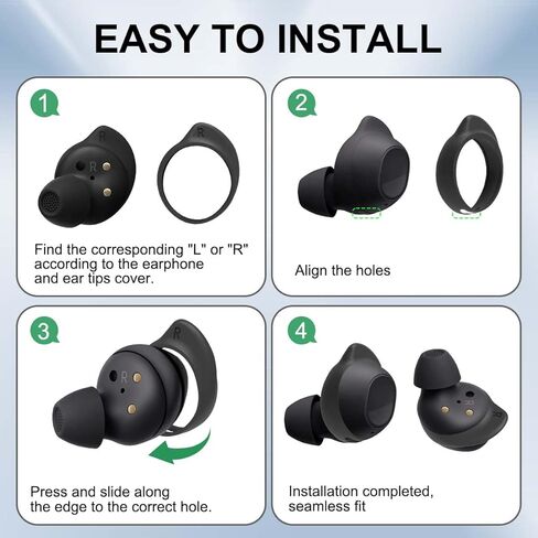 أطراف أجنحة لسماعات أذن Galaxy Buds FE [3 أزواج، S/M/L]، أطراف أجنحة من السيليكون الناعم Galaxy Buds FE ملحقات Galaxy Buds FE مضادة للانزلاق مع صندوق تخزين، مناسبة لعلبة الشحن - أسود in Kuwait