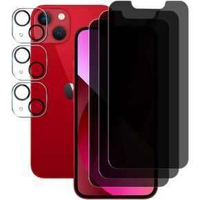 (3+3) For iPhone 13 (6.1") (3 Pack) Anti Spy Private Tempered Glass Film Privacy Screen Protector and (3 Pack) Camera Lens Protector [Not Affect Flash], 9H Hardness, Anti Scratch in Saudi Arabia