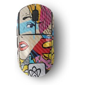 MightySkins Carbon Fiber Skin Compatible with Logitech G Pro Wireless Gaming Mouse - Cartoon Mania | Protective, Durable Textured Carbon Fiber Finish | Easy to Apply