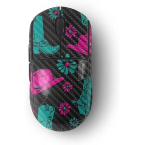 MightySkins Carbon Fiber Skin Compatible with Logitech G Pro Wireless Gaming Mouse - Neon Cowgirl | Protective, Durable Textured Carbon Fiber Finish | Easy to Apply