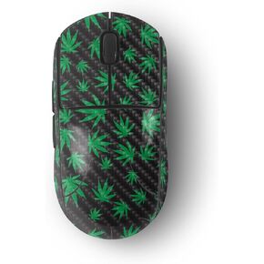 MightySkins Carbon Fiber Skin Compatible with Logitech G Pro Wireless Gaming Mouse - Marijuana | Protective, Durable Textured Carbon Fiber Finish | Easy to Apply, Remove, and Change Style