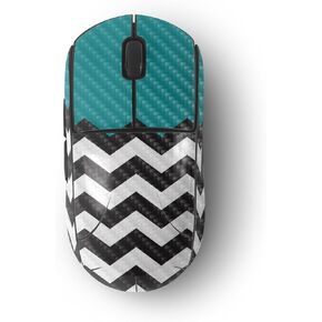 MightySkins Carbon Fiber Skin Compatible with Logitech G Pro Wireless Gaming Mouse - Teal Chevron | Protective, Durable Textured Carbon Fiber Finish | Easy to Apply