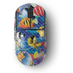 MightySkins Carbon Fiber Skin Compatible with Logitech G Pro Wireless Gaming Mouse - Tropical Fish | Protective, Durable Textured Carbon Fiber Finish | Easy to Apply