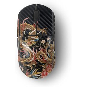 MightySkins Carbon Fiber Skin Compatible with Logitech G Pro Wireless Gaming Mouse - Stitch Dragons | Protective, Durable Textured Carbon Fiber Finish | Easy to Apply