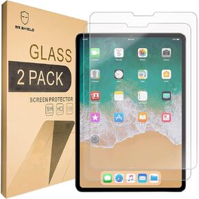 Mr.Shield [2-PACK] Designed For iPad Pro 11 Inch 2020 & 2021 Version [Fit For Face ID Version] [Tempered Glass] Screen Protector [0.3mm Ultra Thin 9H Hardness 2.5D Round Edge]