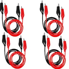 4PCS Alligator Clips Electrical, 1M Alligator Clips with Wires, Test Leads with Alligator Clips, Double-ended Jumper for Electrical Testing, Circuit Connection