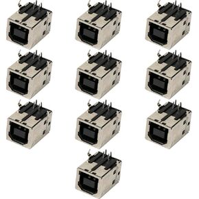 10pcs USB 2.0 Standard Type B Female Socket Connector Jack Port 90 Degree Right Angle for Replacement Adapter Black