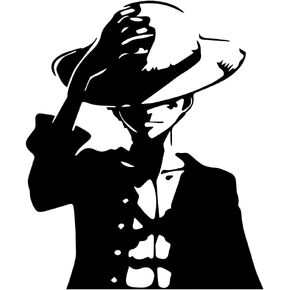 One Anime Piece Monkey D Luffy Black Vinyl Decal Sticker Art Decor for Room, Car, Laptop, Computer, Desk