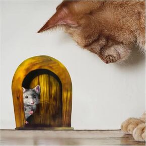 5pc Interesting Scaredy Mice Mouse Hole 3D Wall Sticker Realistic Decor Decal, Kids Room, Classroom, Home, Bedroom, Bookcase, Mice and Men, Children, Adorable Kids' and Baby Wall Stickers