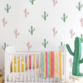 Watercolor Boho Floral Wall Decals Peel and Stick, PVC Fern Green and Dusty Pink Leaves Wall Stickers, Botanical Wall Art Decor for Kids Room Playroom Nursery Bedroom Classroom in Kuwait